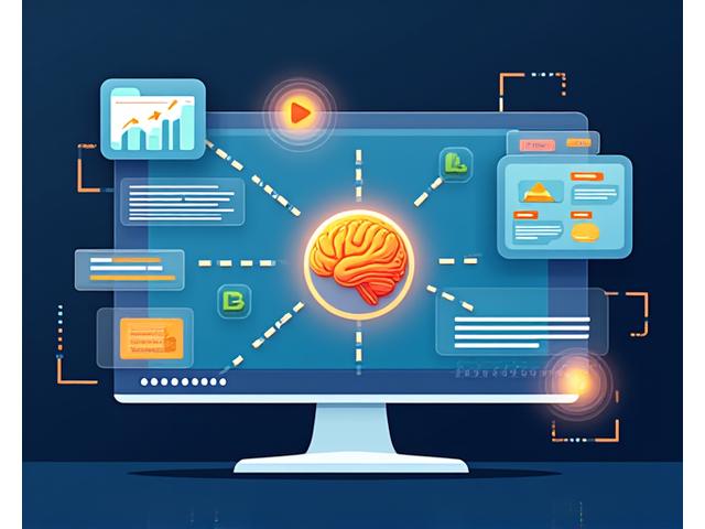 Illustration of a learning interface displaying different content formats – videos, infographics, and text, tailored to individual preferences.