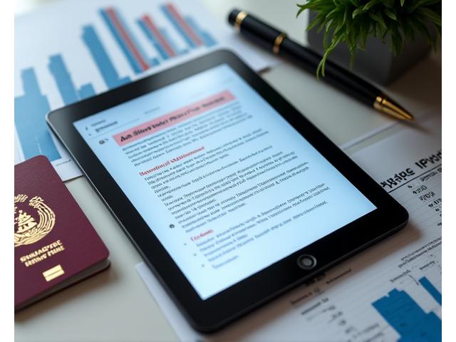 Legal documents and a Singapore passport on a desk, representing financial compliance
